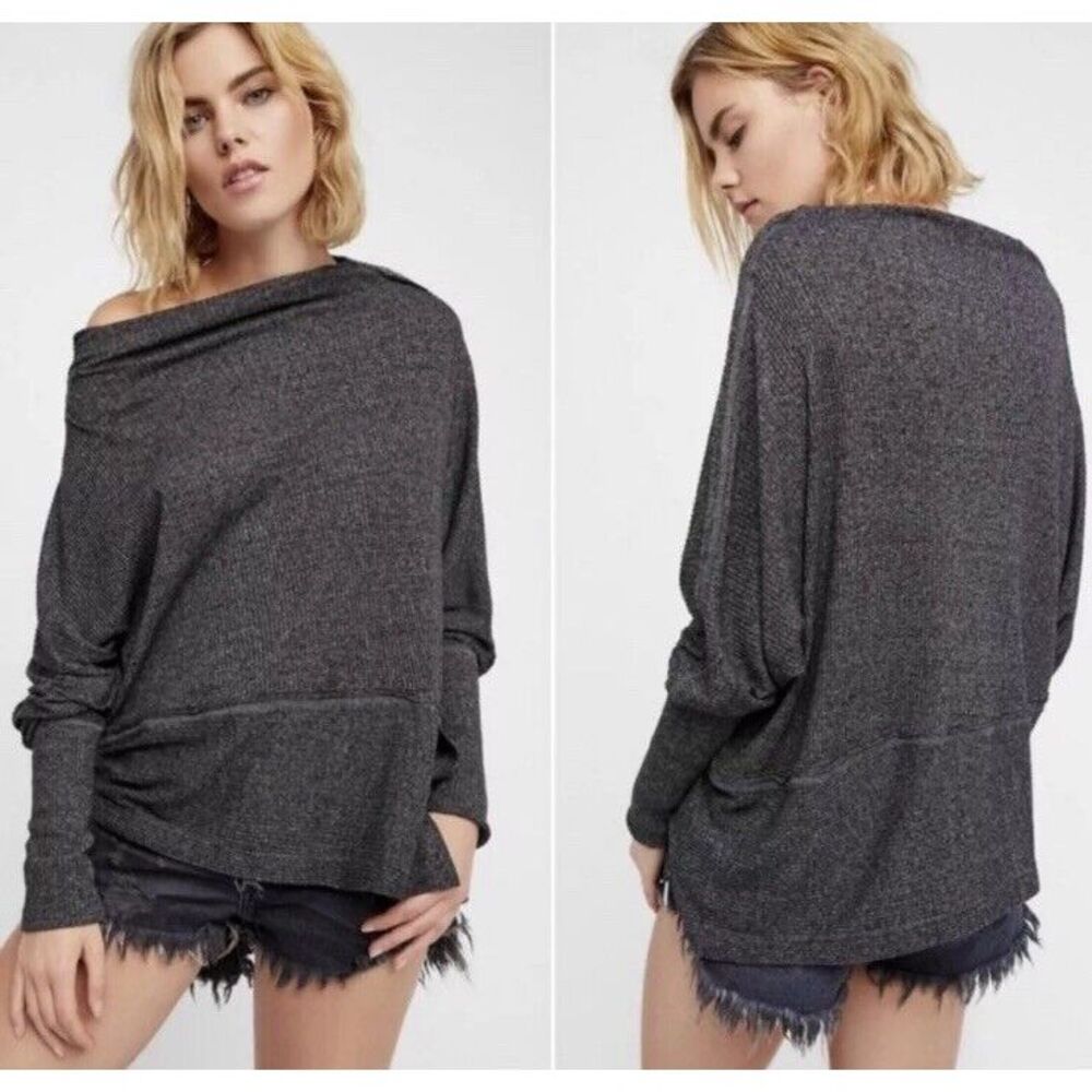We The Free Long Sleeve Boat Neck Thermal Womens Size M Gray Londontown